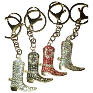 Mint Gold Rhinestone Boot With Spur Keychain BagCharm Select Color New